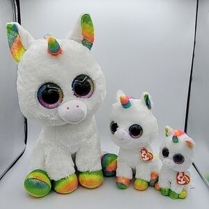 TY Beanie Boos Pixy Rainbow Unicorn Set of 3 #792